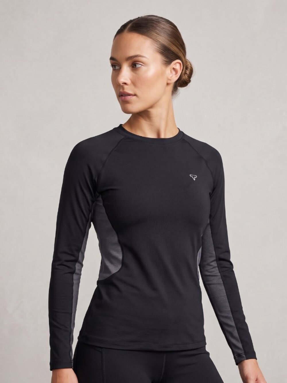 NWT Black Gray Moisture Wicking Long Sleeve Athletic Performance Top Small